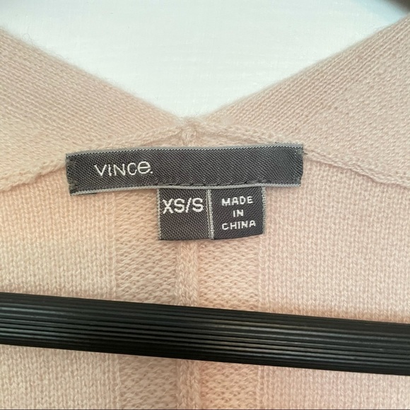 Vince Cashmere Wool blend Striped Hem Knit Poncho Cardigan cream stripe shawl - Picture 5 of 8